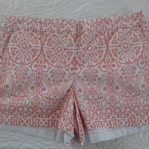 ELLE Coral & White Print Cotton Shorts - NWOT